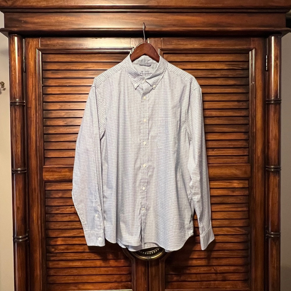 Vineyard Vines On-The-Go Performance Check Shirt XL Blue White Gray Button Down